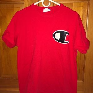 Red champion t-shirt :)